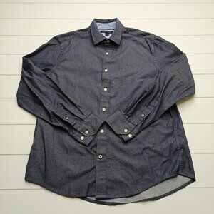 Tommy Hilfiger Chambray Button Down Shirt Classic Ivy Prep Casual M